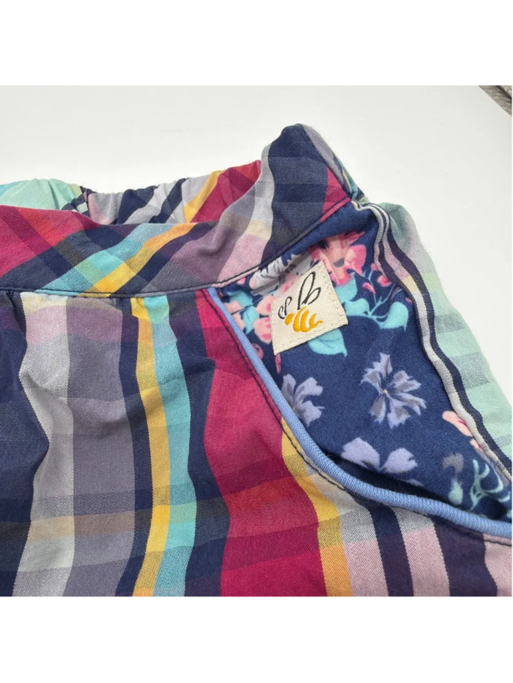 WILDFLOWERS Matching Set Size 4 Pink Blue Striped Plaid